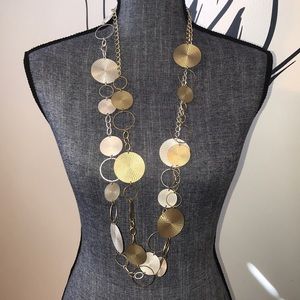 Silver & Gold Disc show Stopper Necklace Duo
